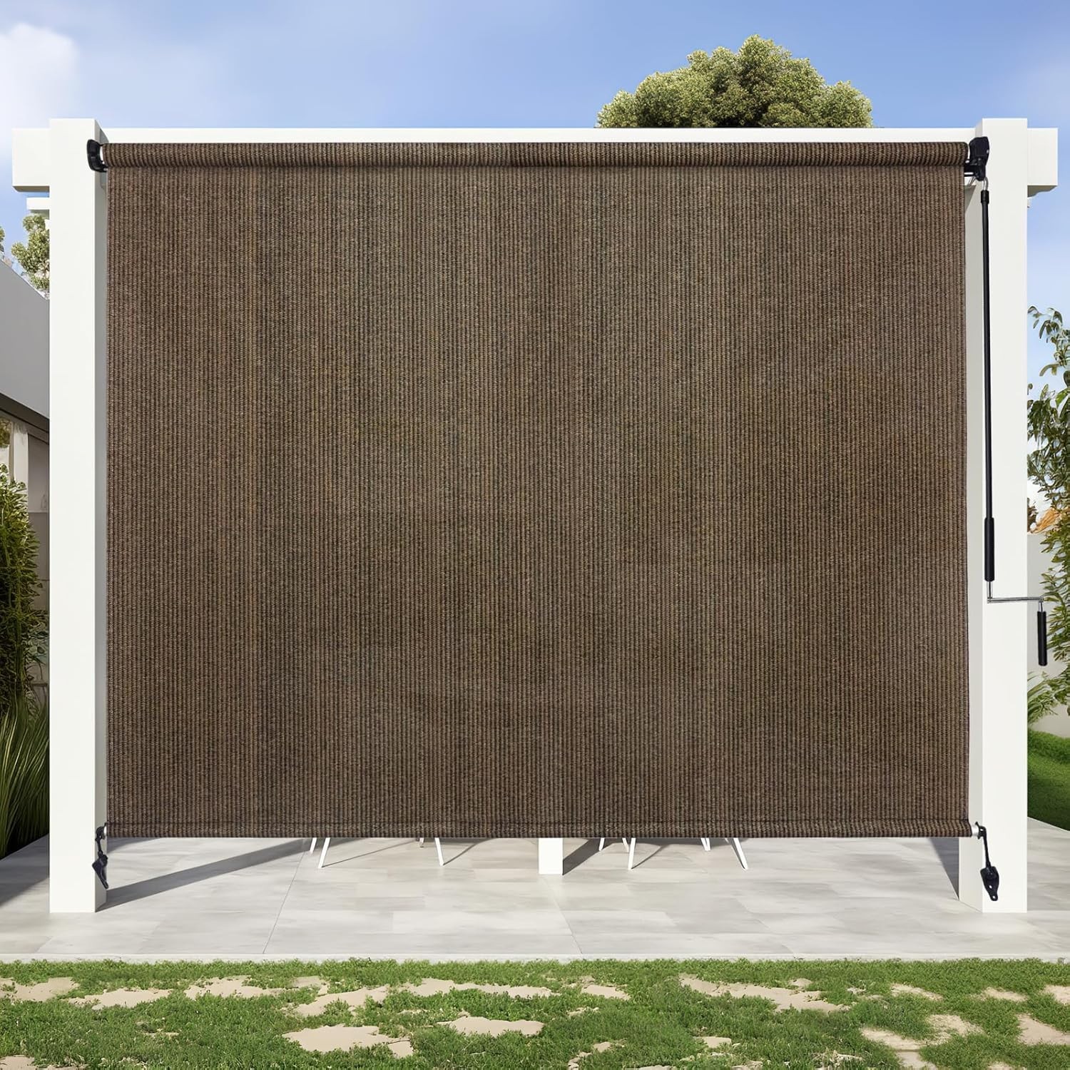 Outdoor Roller Shade Sun Blocker UV Protection Patio Porch Gazebo Mocha 8ft