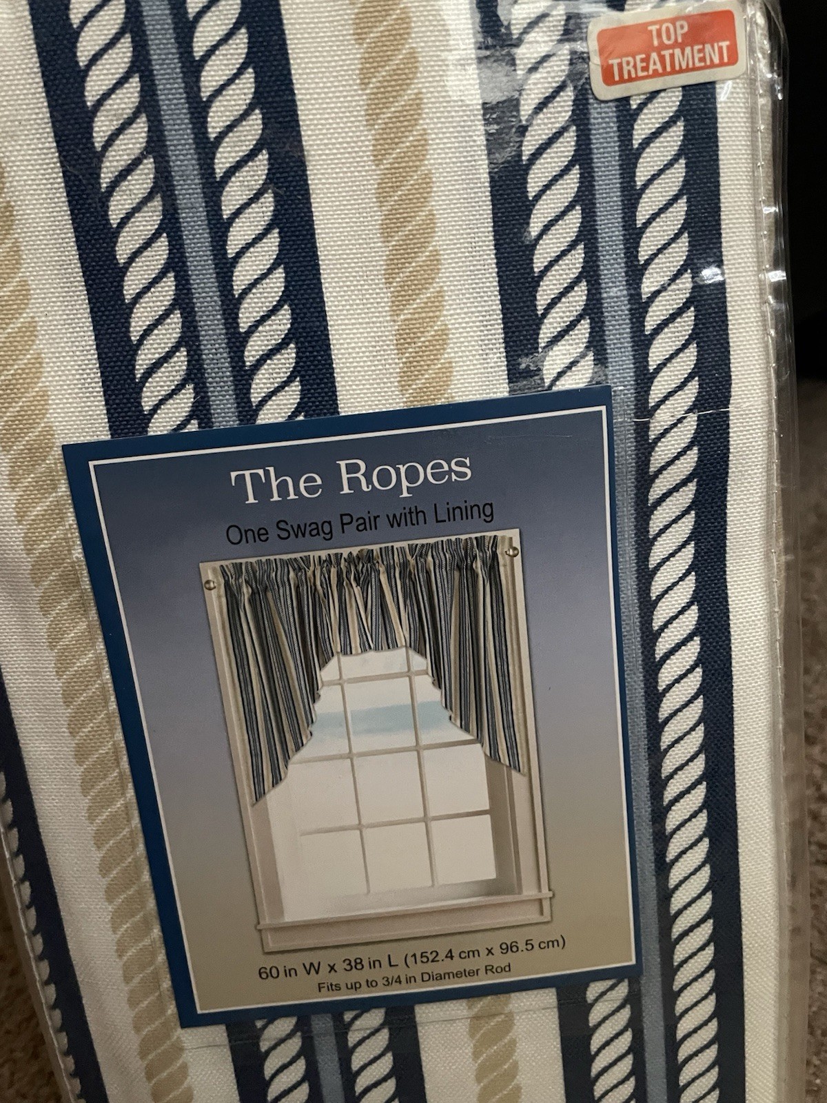 The Ropes One Swag Pair With Lining For Window Top Treatment (60 In W x 38 In L)