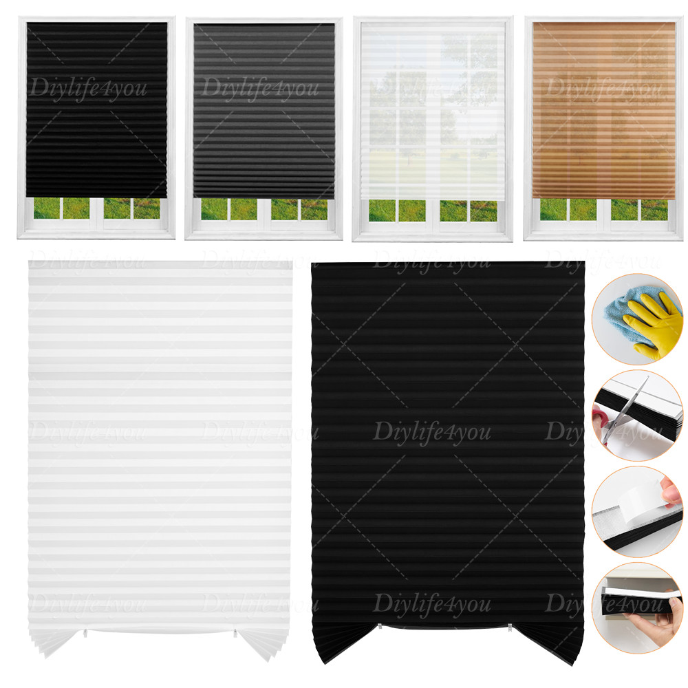 Window Shades Blinds Cordless Self Adhesive Temporary Pleated Paper Blinds Doors