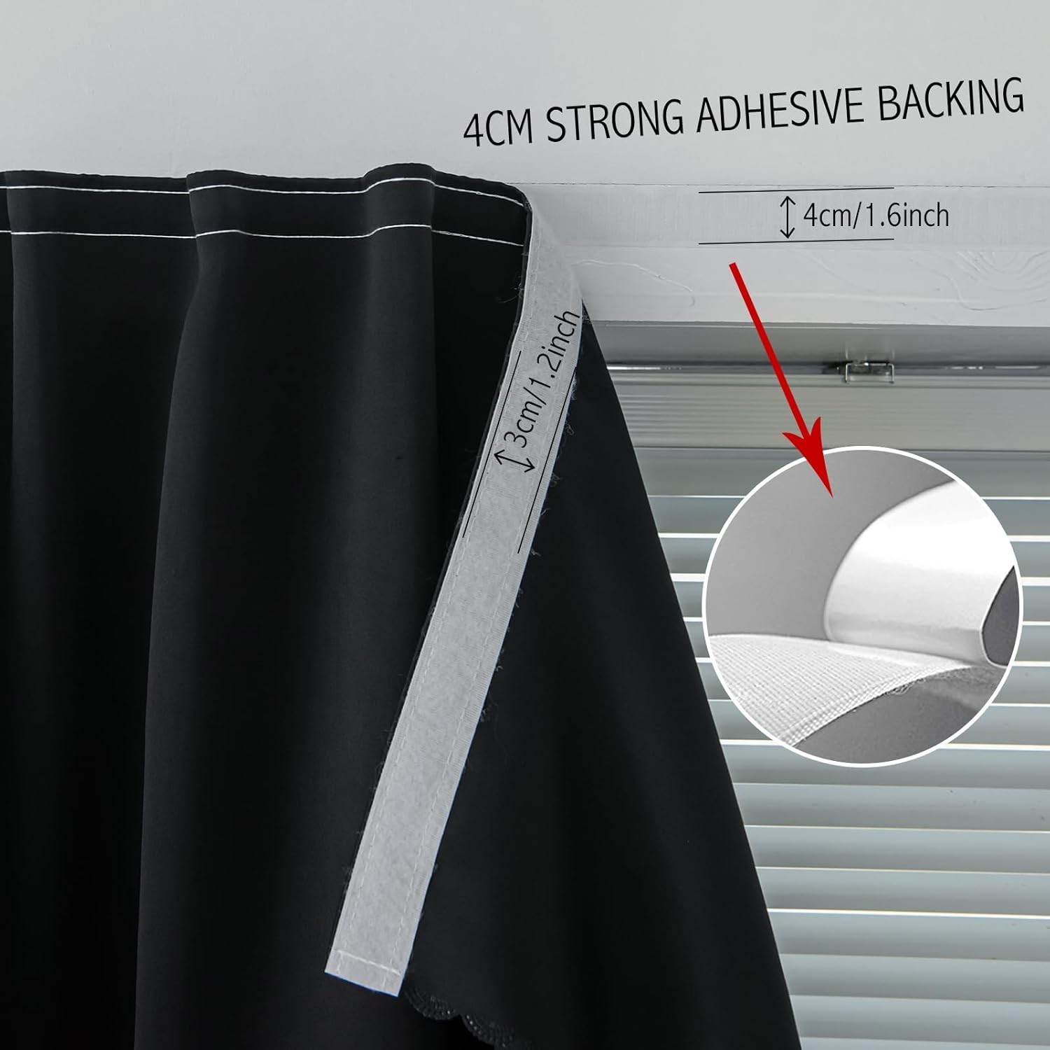 Adhesive Blackout Curtains Self Stick Shades Window 35W X 59L Black 1 Panel….