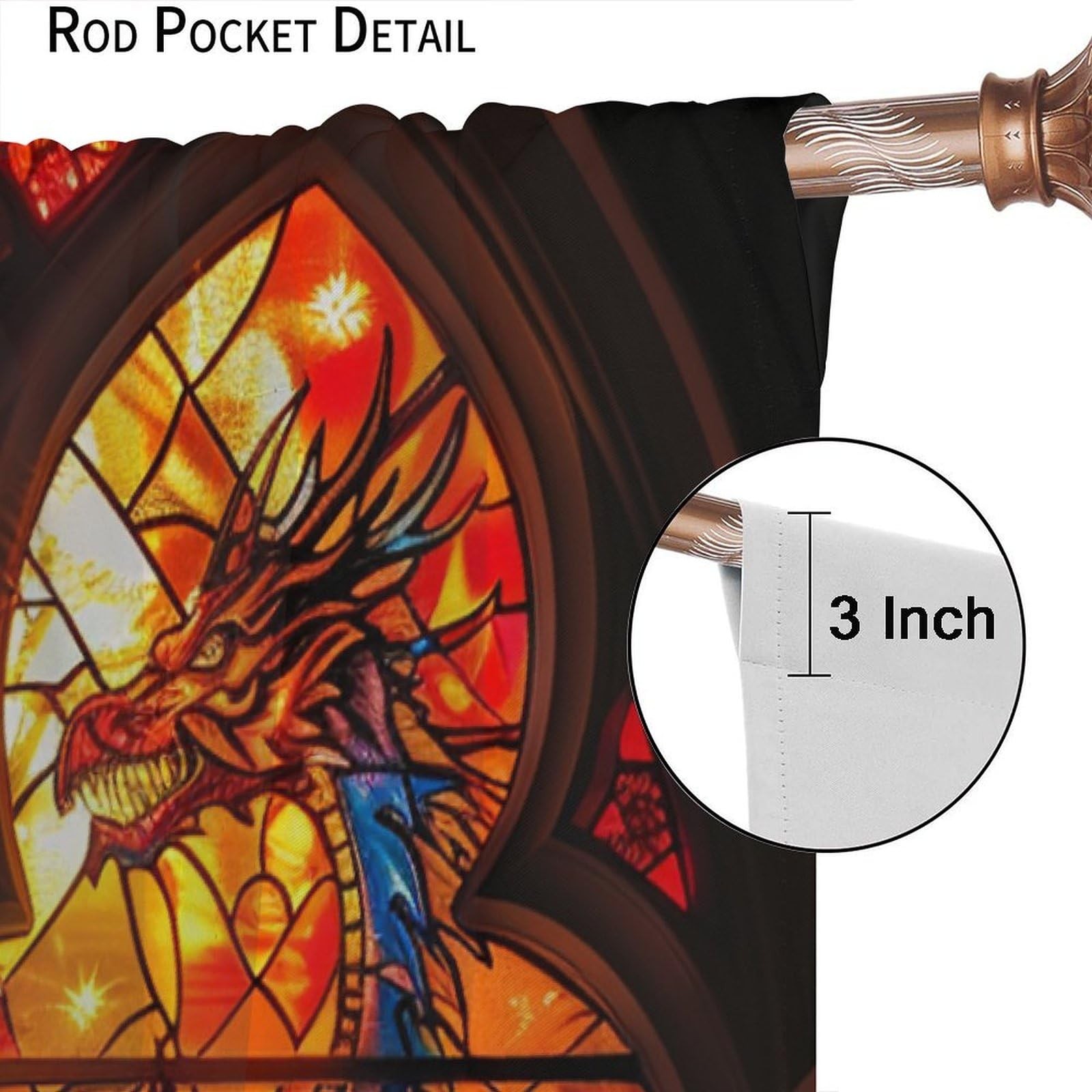 Nanacur Dragon Decorative Window 20.5″W x 45″L (Pack of 2), Stained Glass-8