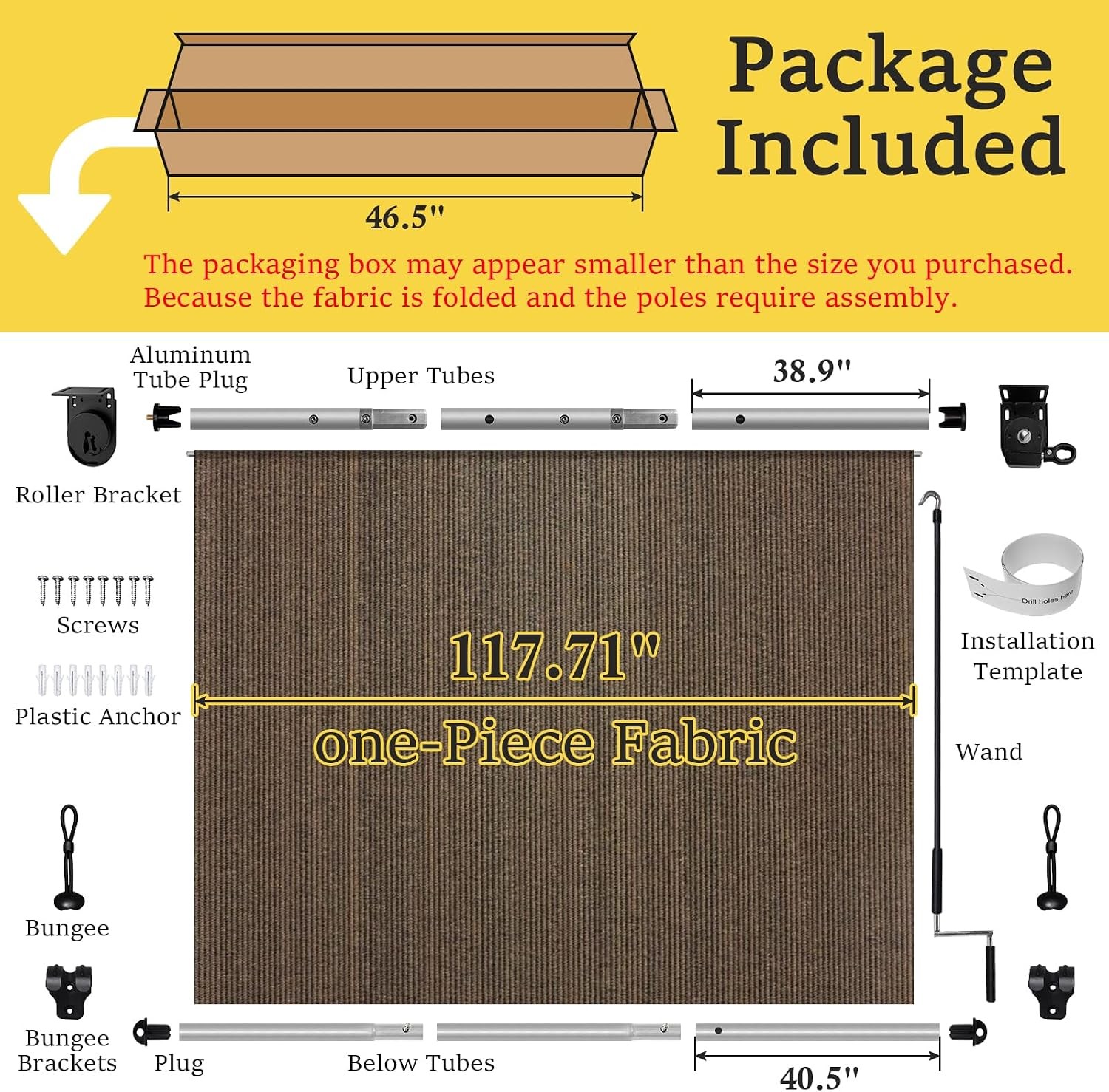 10′ W x 8′ H Outdoor Roller Shades, Cordless Patio Roll Up Outdoor Blinds with 2