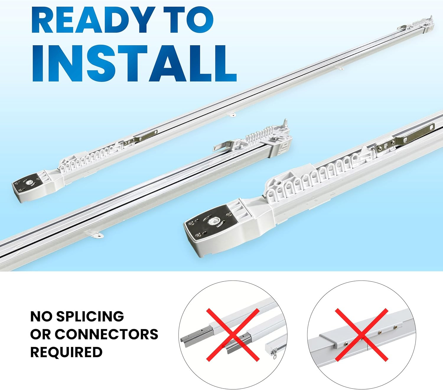 Smart Motorized Curtain Track, 71-130In, No-Cut Adjustable Electric Rail, ~33Db
