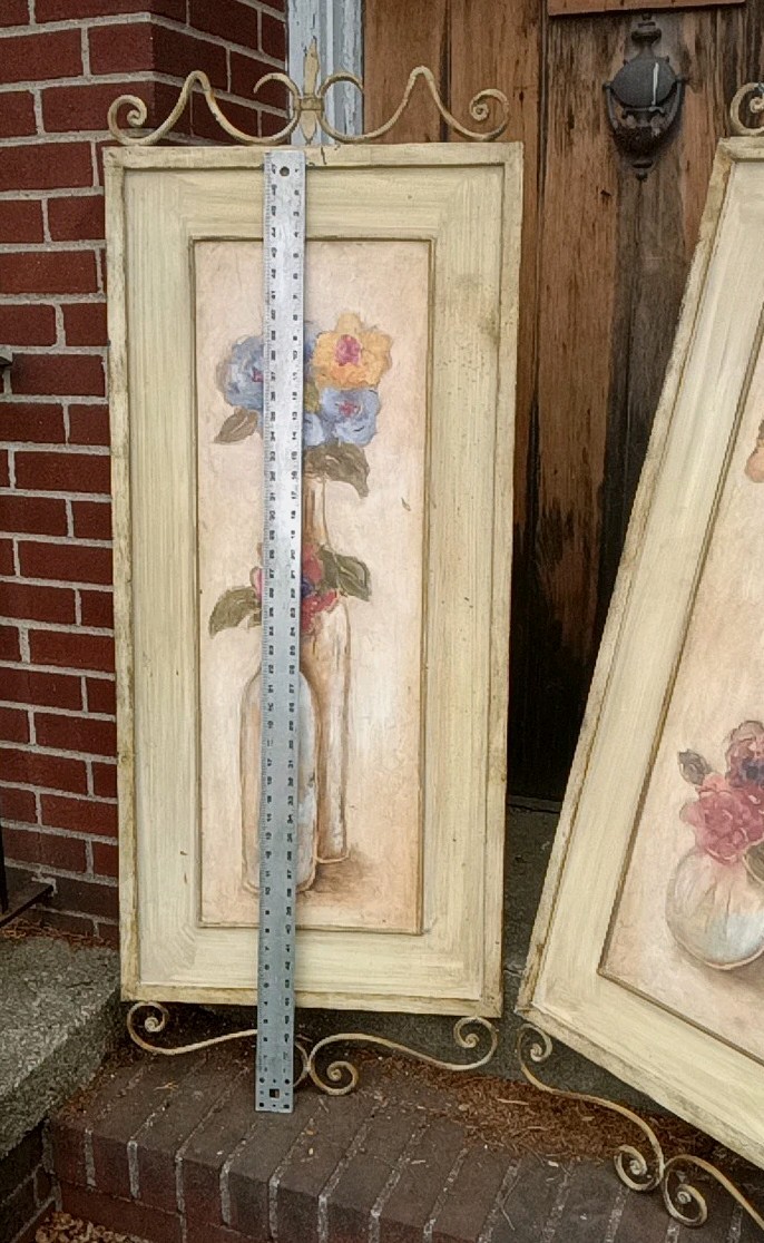 TWO WELDED IRON AND STEEL WALL DECOR/SHUTTERS 54 IN BY 22 IN ITALIAN STYLE RARE