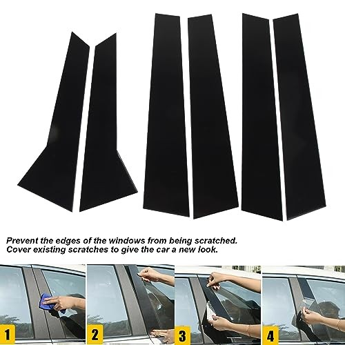 6Pcs B Pillar Posts Trim Glossy Black Exterior Window Decal for Porsche Macan