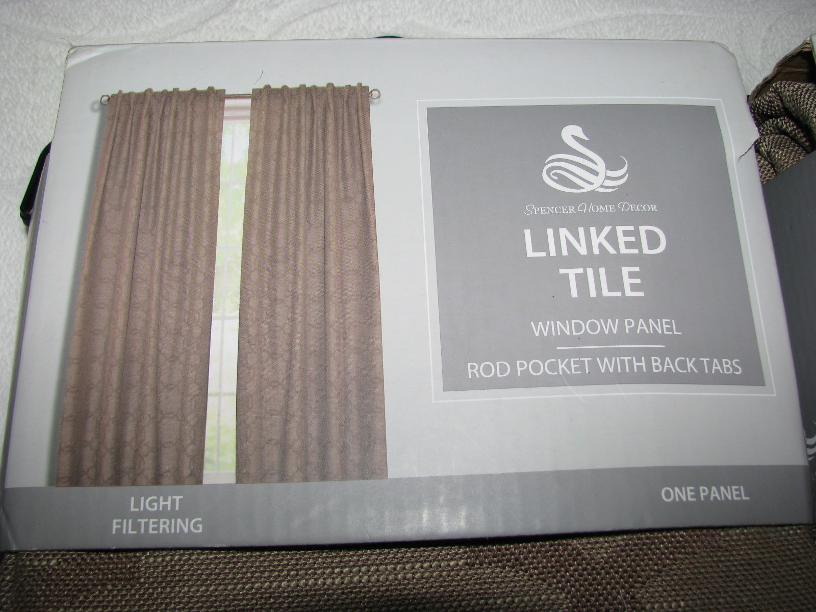 NEW Two Mocha Window Panels Curtains Linked Tile Pattern 52″ x 84″