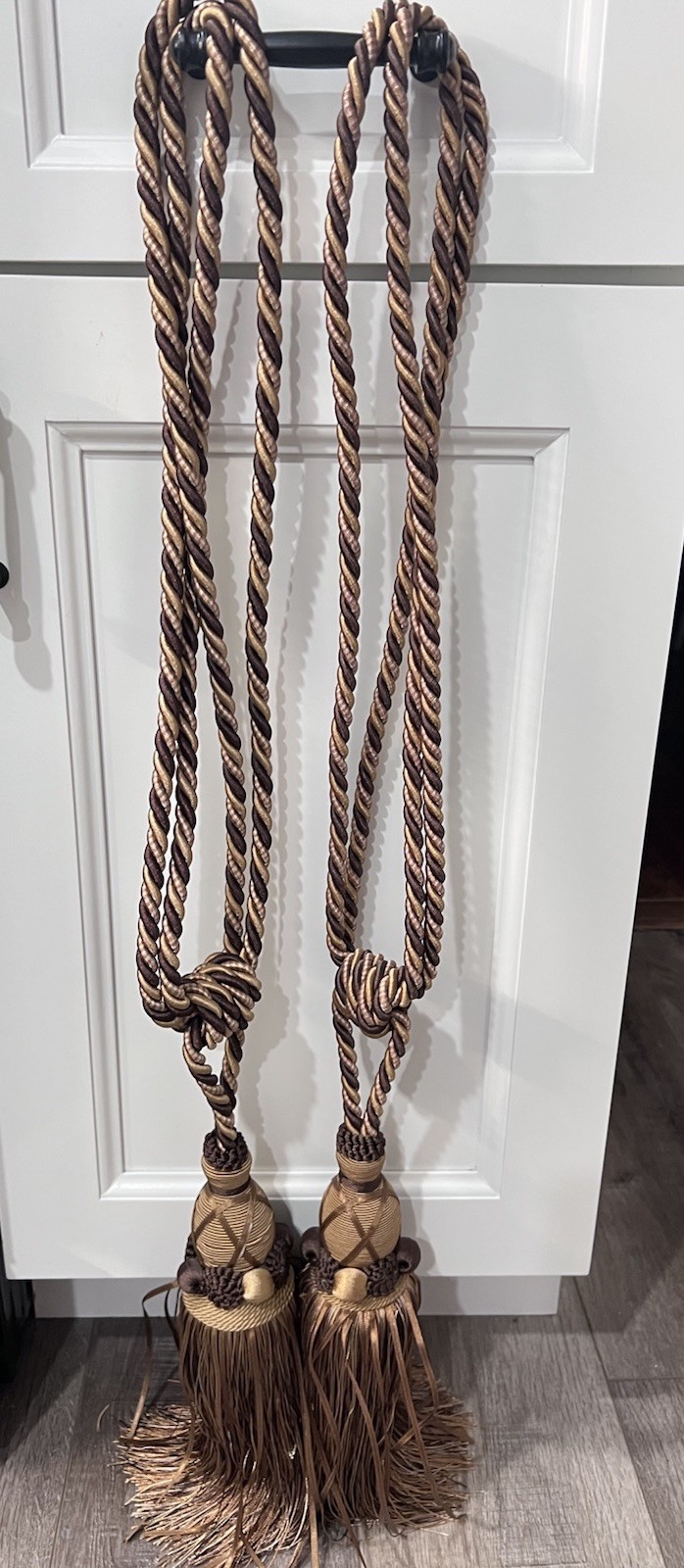 Brown Gold Rope Tasseled Curtain Tiebacks Set Of 2 Pre-Owned