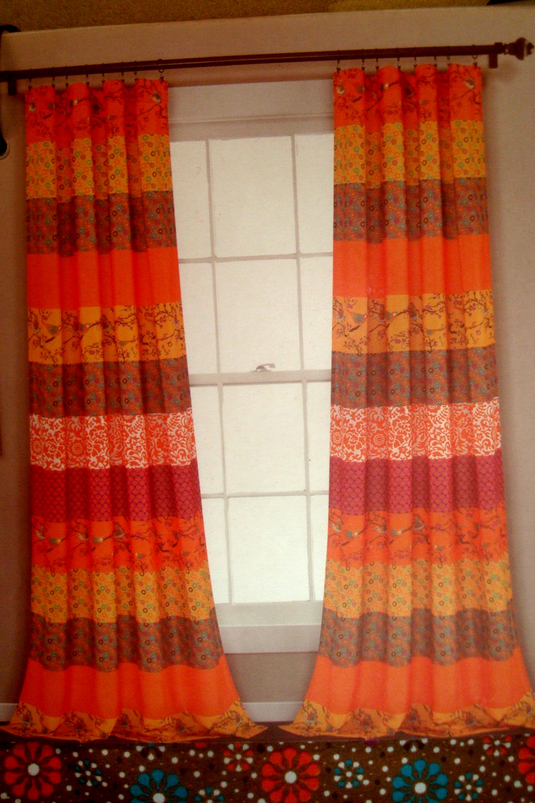 NWT 2 pc Lush Decor Window Panels Curtains Bohemian Royal Empire Orange 84″ lg