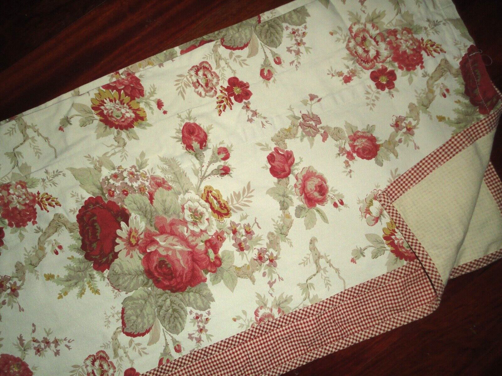 WAVERLY NORFOLK ROSES FLORAL GINGHAM (1) LAYERED STRAIGHT VALANCE RED 18 X 66