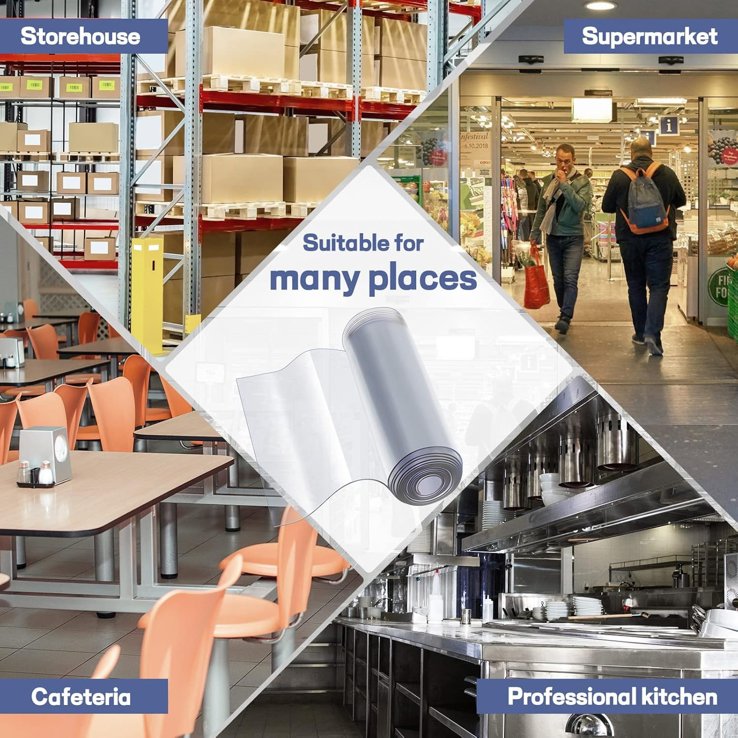 Heavy-Duty PVC Strip Door Curtain Kit for Coolers & Warehouses, 48×96 Inch
