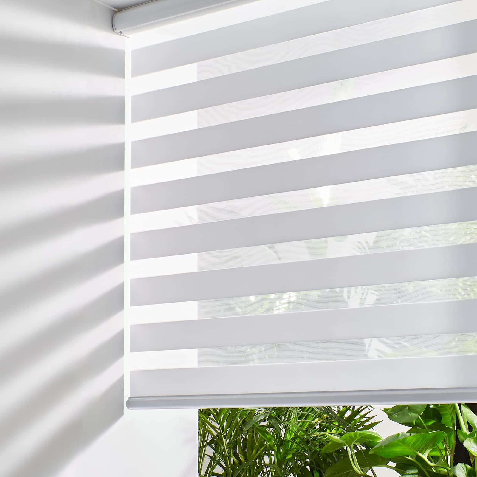 Cordless Zebra Roller Window Shades Free-Stop Roller Blinds (36″ W X 64″ H, W…