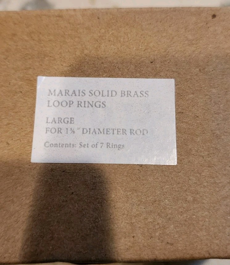 RH Marais Solid Brass Curtain Loop Rings Large 1⅜” Rod Set of 7 NOS