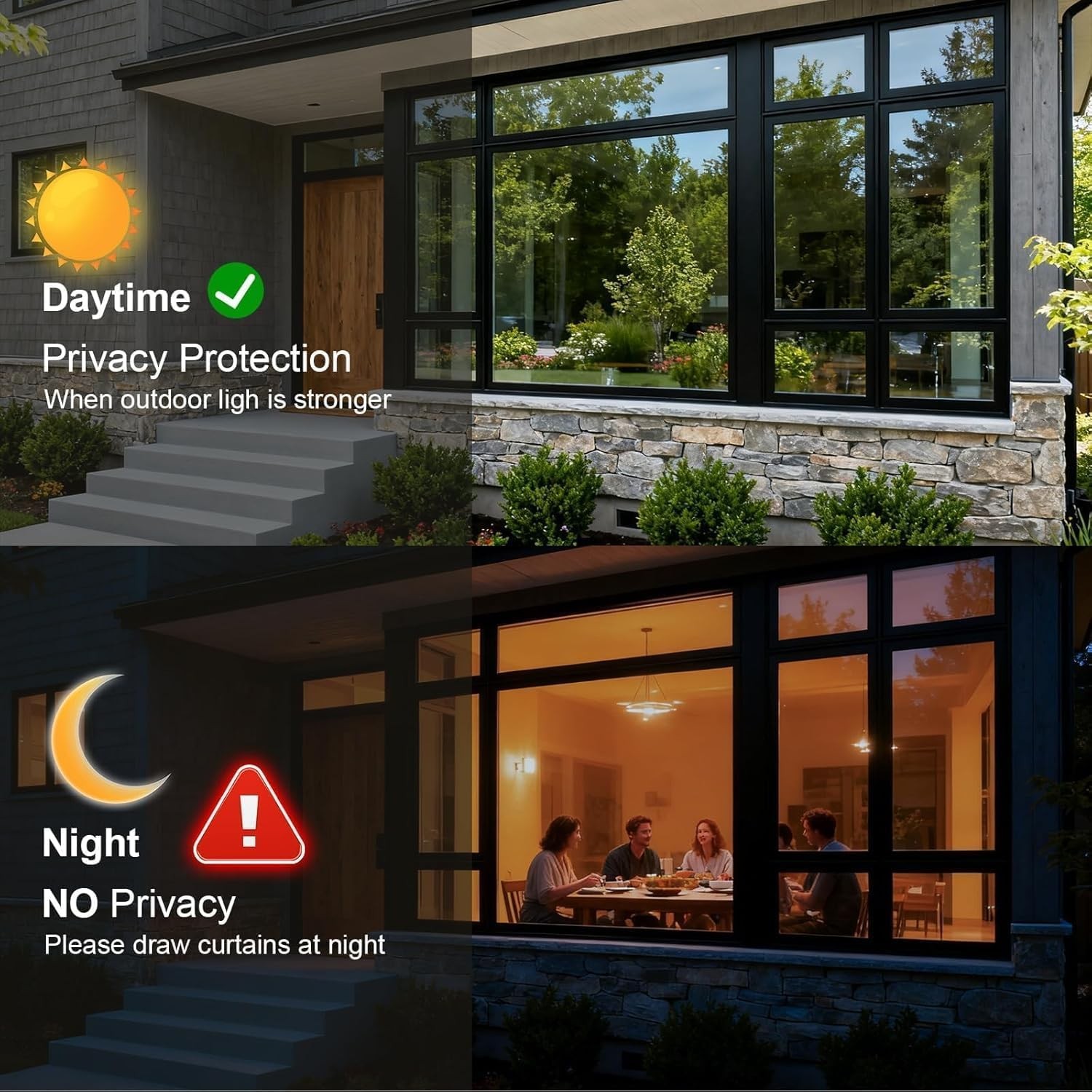 One Way Window Privacy Film Mirror Reflective Tint UV Heat Control Static Cling