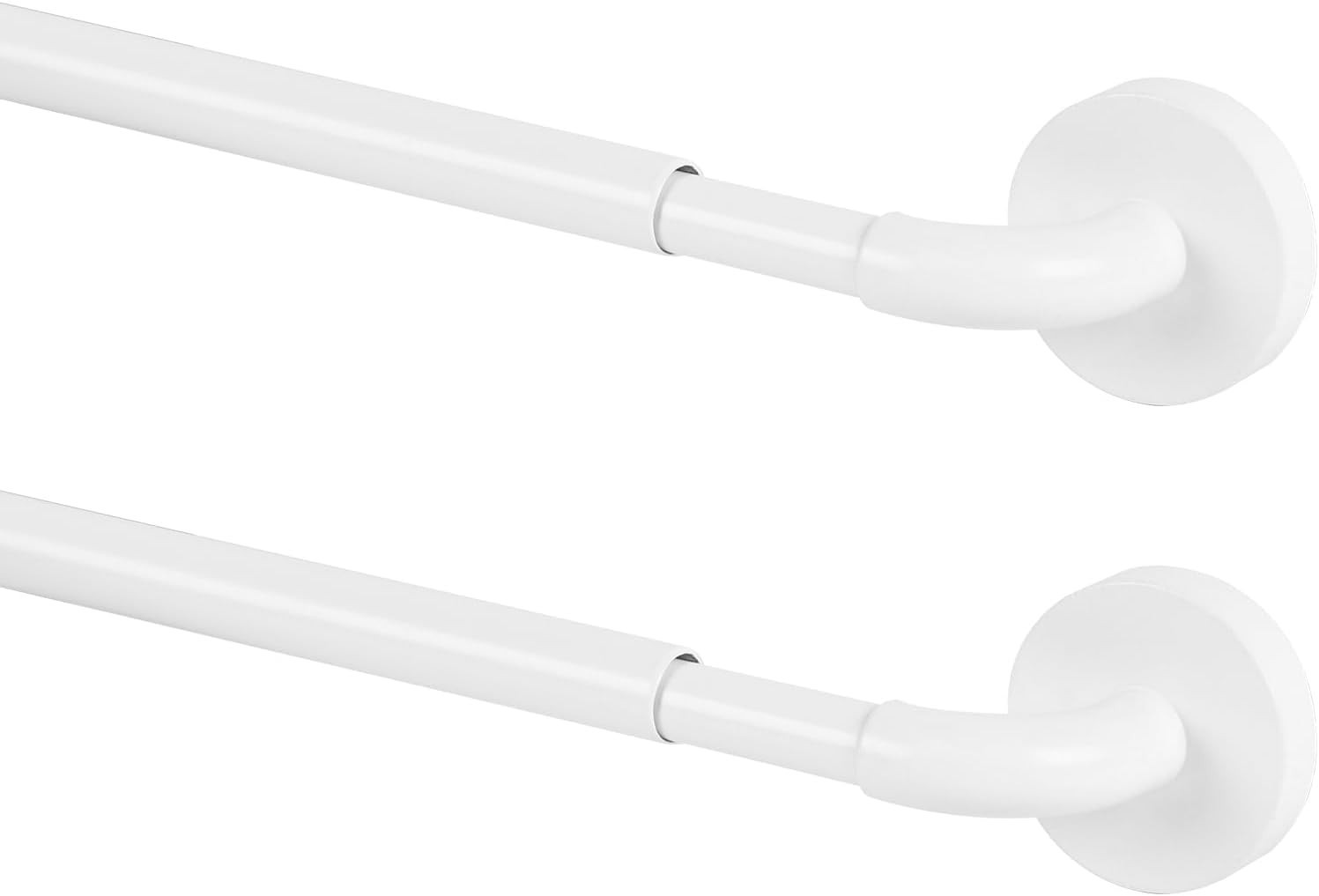 TYRON 2 Pack Magnetic Curtain Rod for Metal Doors 18-30 Inch 2 Pack, White