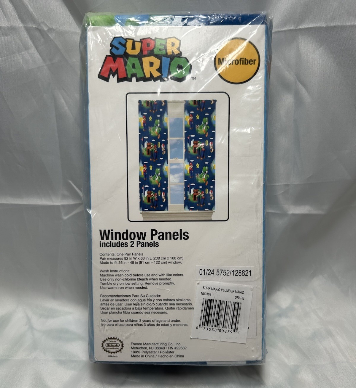 Franco Super Mario Kids Window Panel Drape Set 82” x 63” Nintendo