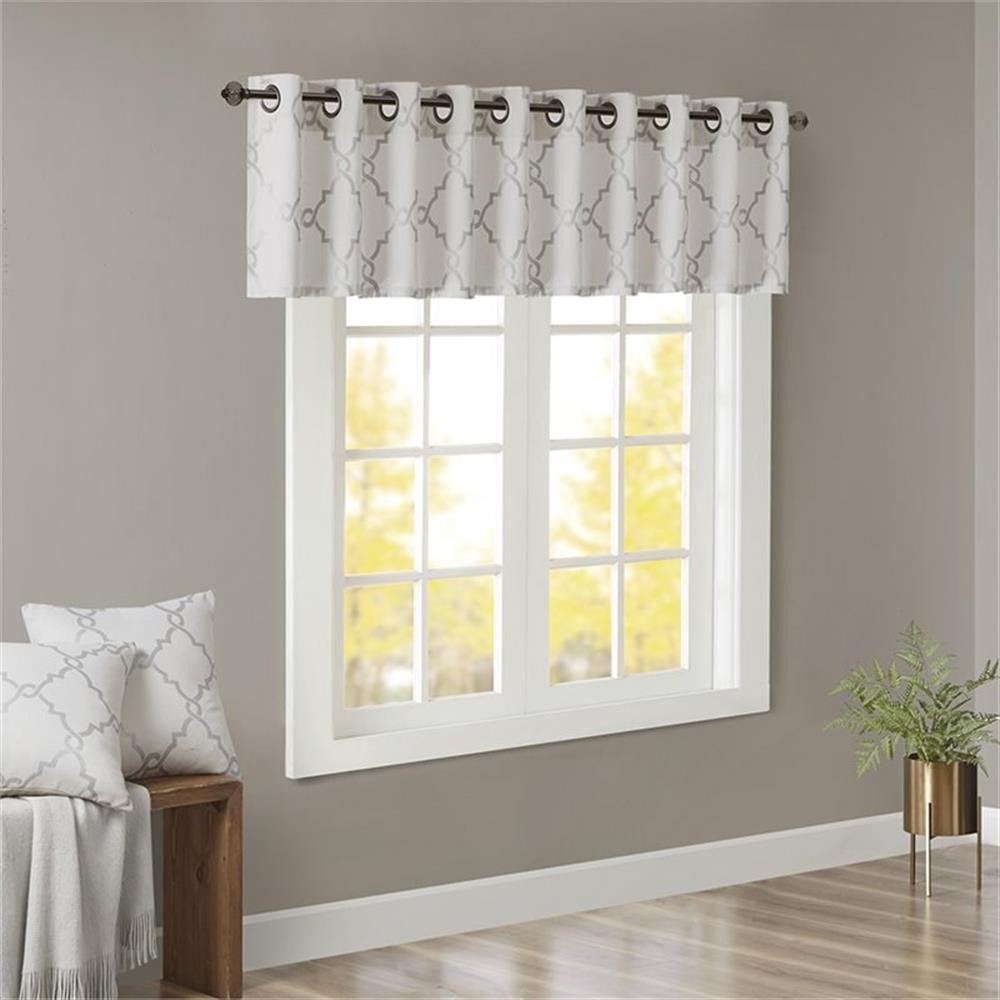 Pemberly Row Polyester Cotton Rayon Fretwork Printed Valance in Ivory