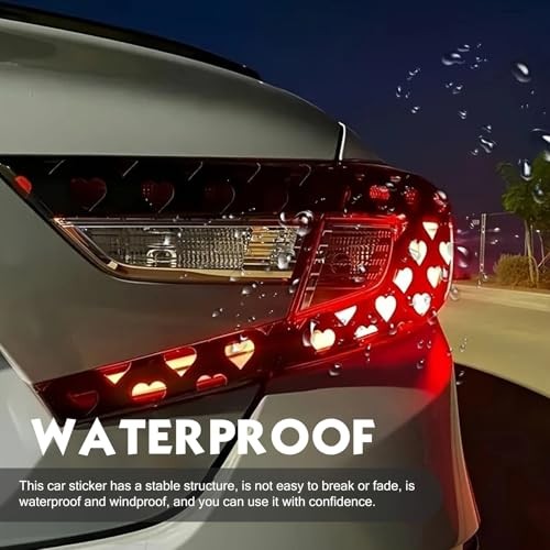 Car Heart Pattern Taillight Stickers, Self-Adhesive Automotive Rear 4 PCS Black