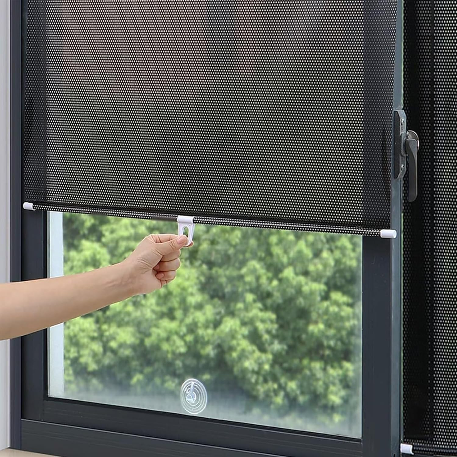No Drilling Retractable Roller Window Shades W/3 Suction Cups, Blackout Blind…