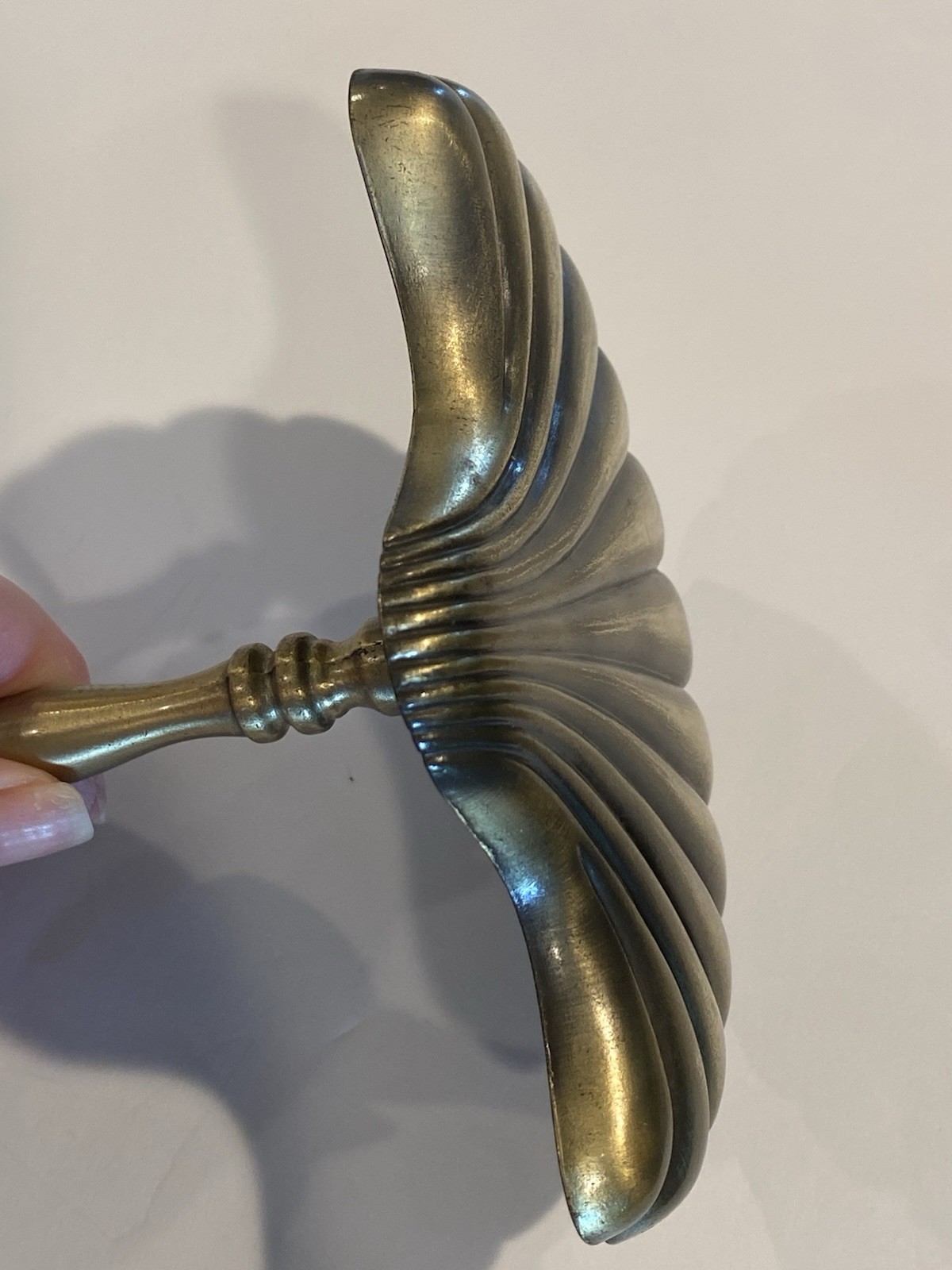 Vintage Brass Shell Curtain Tieback Hook Regency Beach Drape Tie Back 5.5”