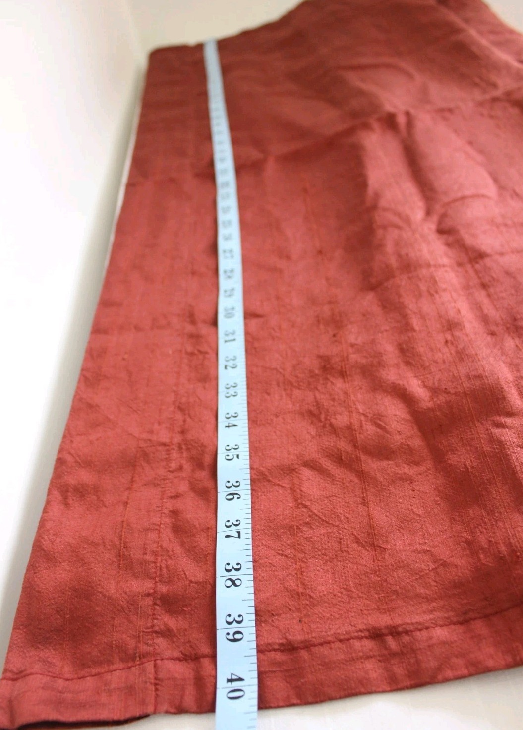 Oxblood Red 100% Silk Drapery Panel 40×78 Lined Rod Pocket Curtain Vintage 1990s