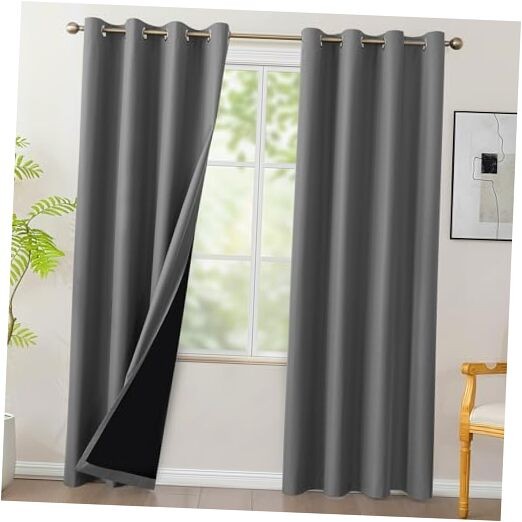 100% Blackout Curtains 84 inches Long, 4 Panels 54″W x 84″L (Pack of 4) Grey