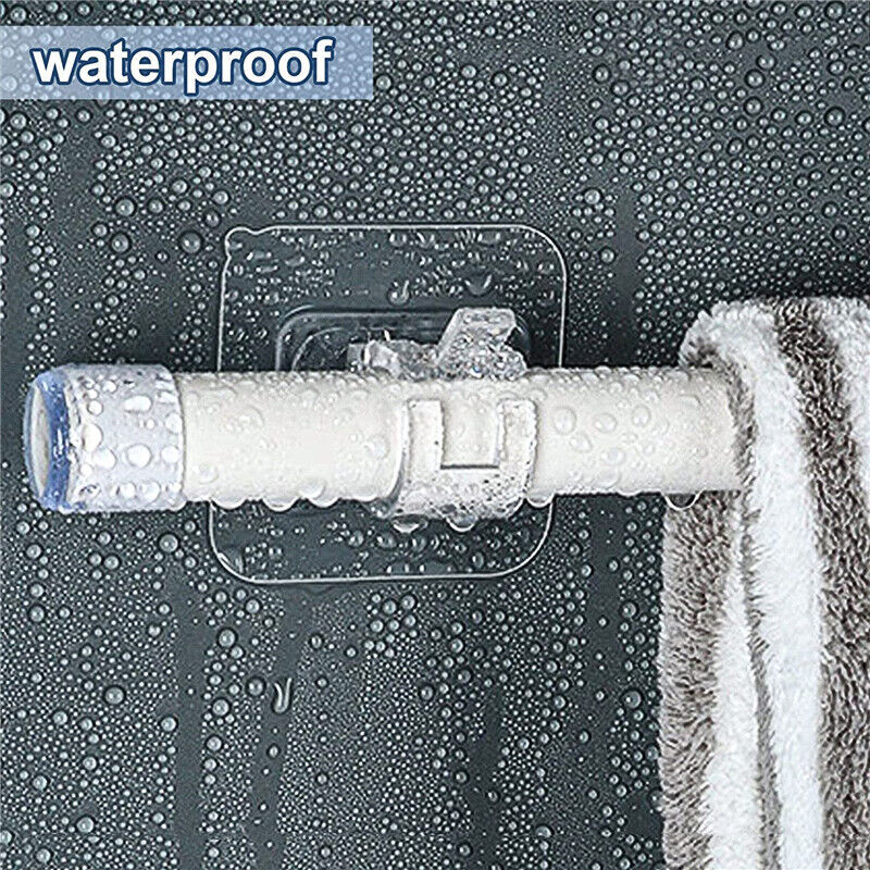2-8pcs Curtain Rod Brackets Self Adhesive Nail Free Bathroom Kitchen Holder Hook