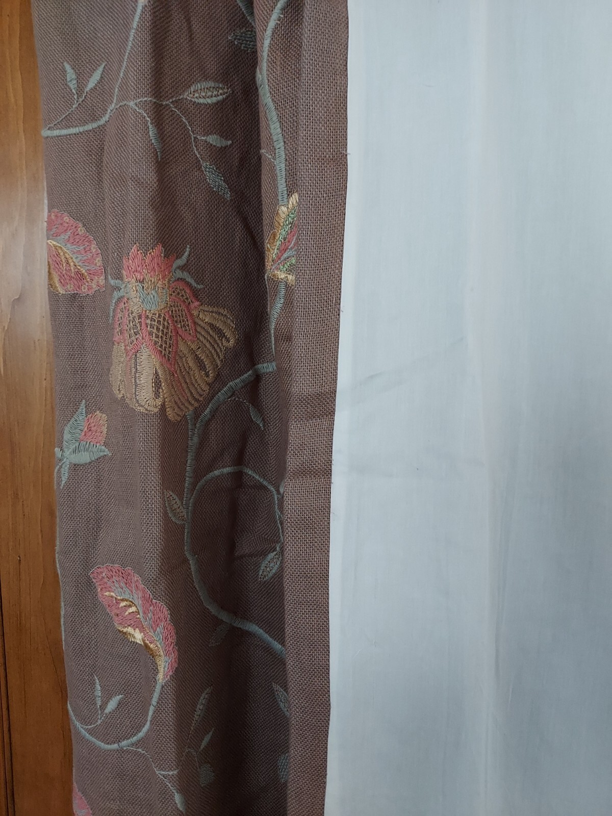 Window Drapery 100% Linen Embroidered 48″×108″ 4 pieces set