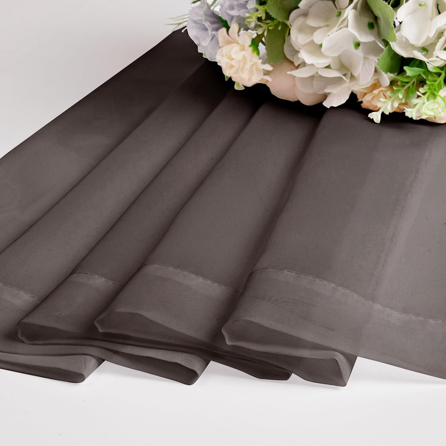 Chocolate Brown Sheer Curtains 84 Inches Long, Light Filtering Sheer
