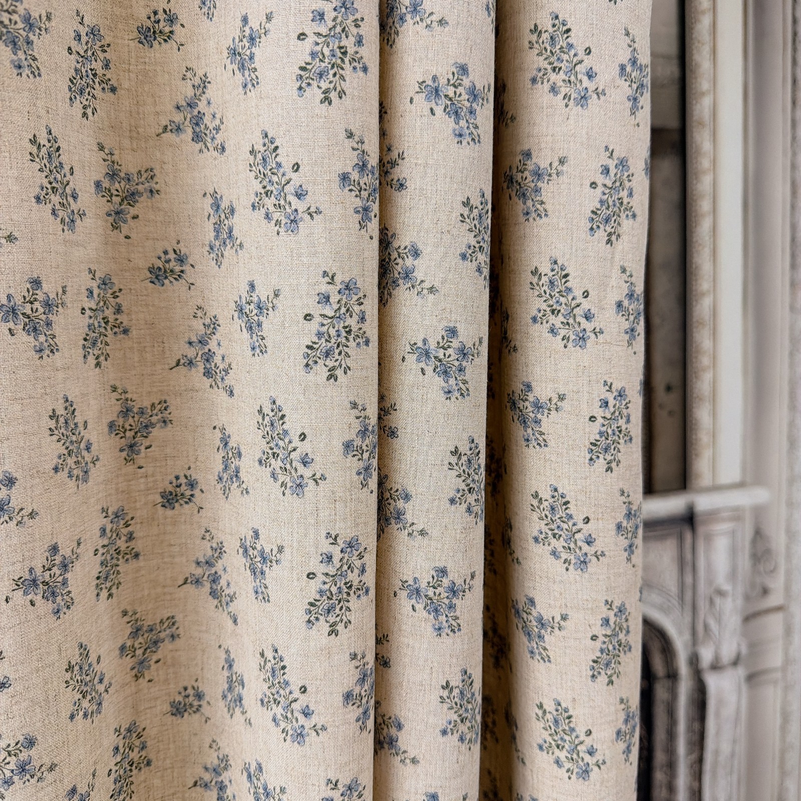 Handcrafted Floral Curtains Linen Blend Petite Botanical Custom Drapery Panels