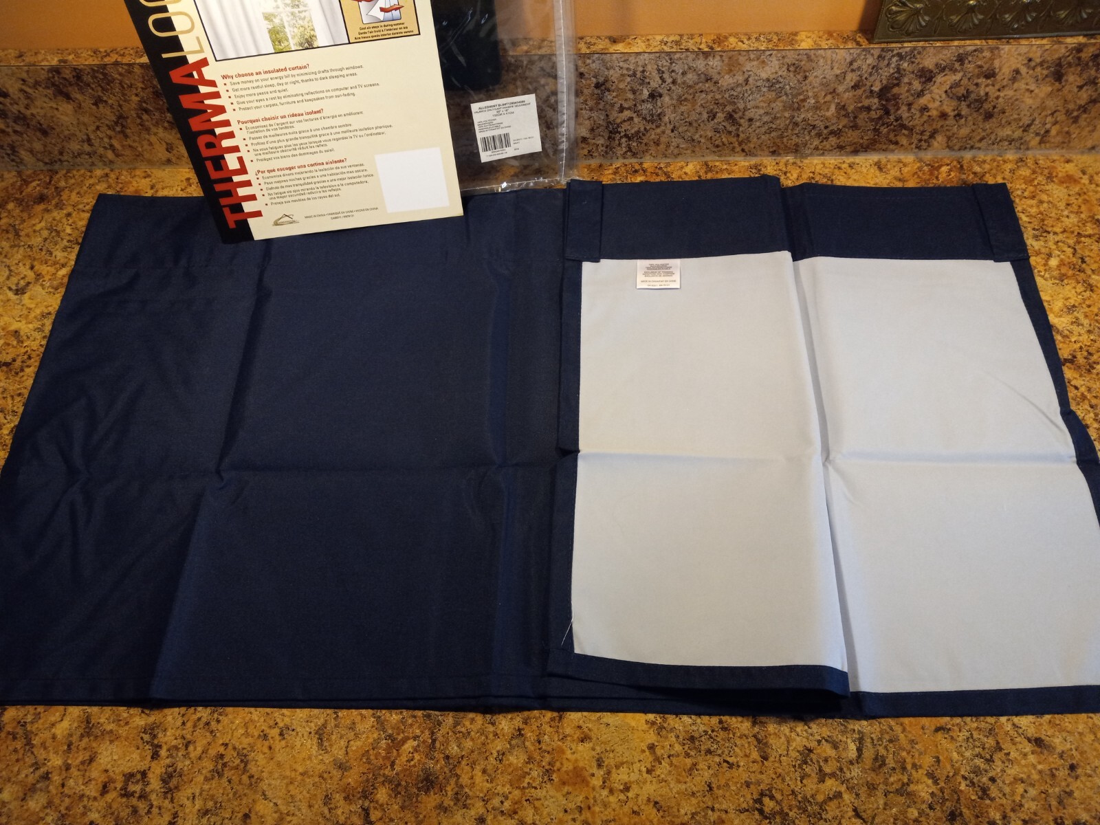 1 Therma Logic Header Valance Insulated Navy Blue Polyester-Rayon 60″w x 16″l