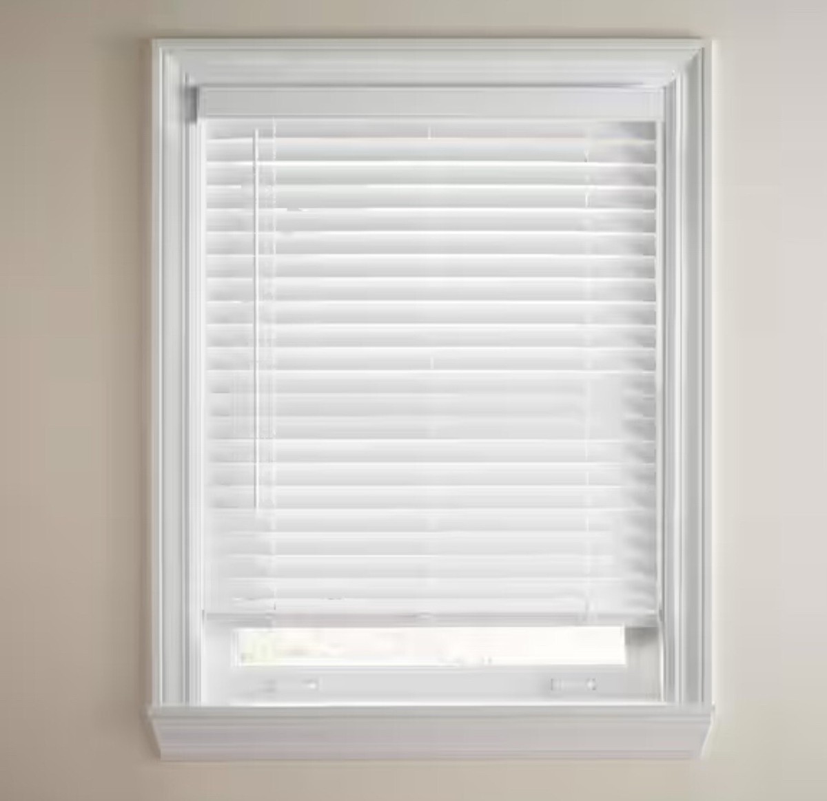 White Cordless Faux Wood Blinds for Windows with 2 in. Slats – 32 in. W x 64”L