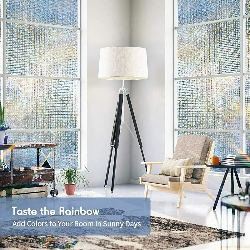 Window Film Privacy Static Cling Stained Glass Film Mirror Decoration 17.5*78.7″