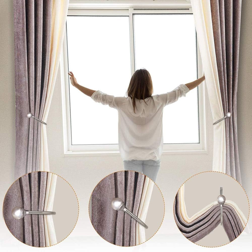 2 Pack Curtain Holdbacks Wall Mounted Curtain Tiebacks Hooks Plastic Pearl U Sha