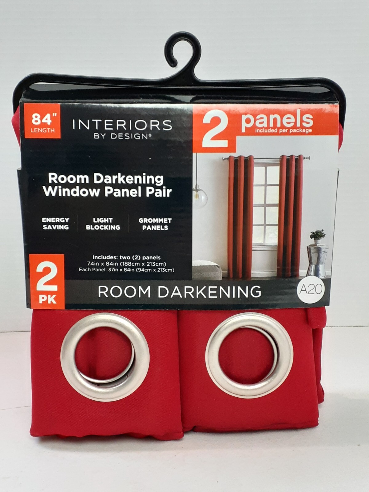 Interiors By Design Grommet Room Darkening Panels (2 pack) (74”x84”) Lynwood Red