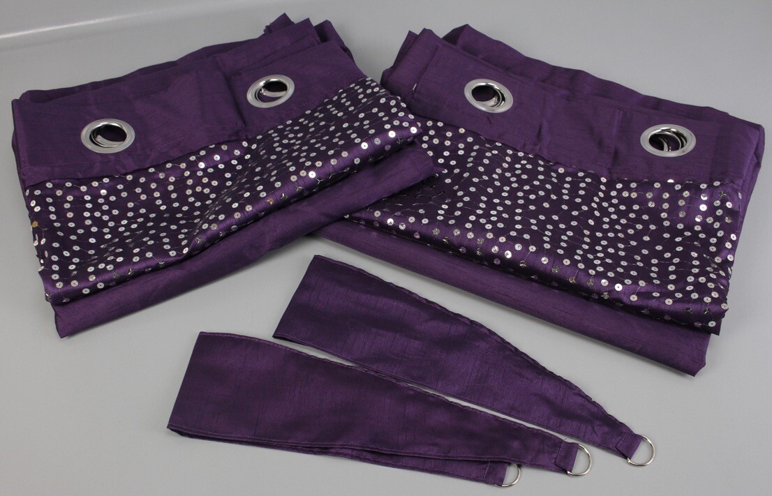 Gaveno Gavailia Eyelet Curtain Pair Opaque 167x137cm Curtains Eggplant B14-LG