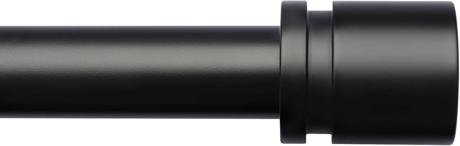 Byondeth Curtain Rod 16-144″ Adjustable 1″ Diameter Aluminum Finials Black New