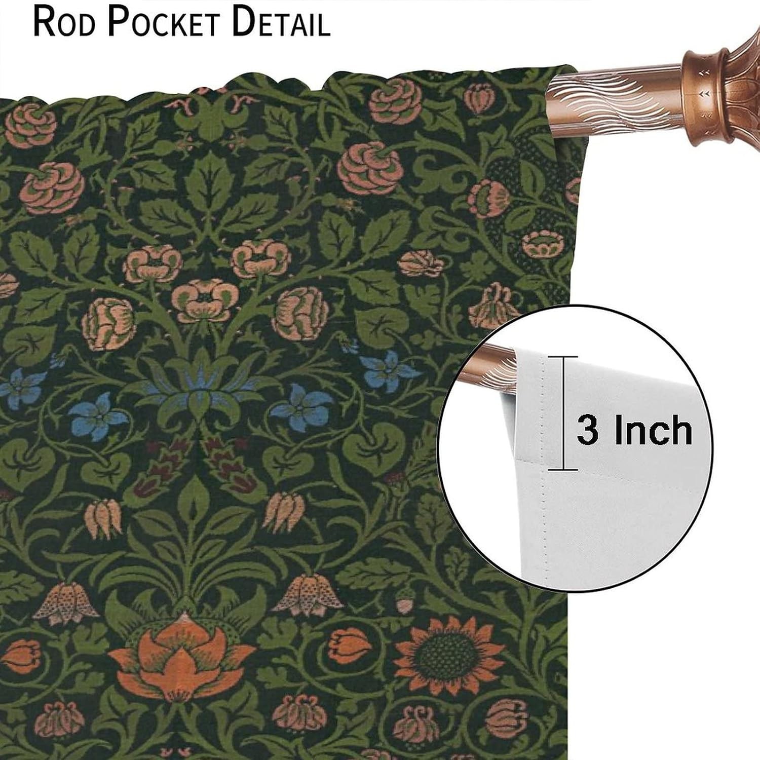 Bohemia Plant Flowers Pattern Blackout Window Curtains, William Morris Art Print