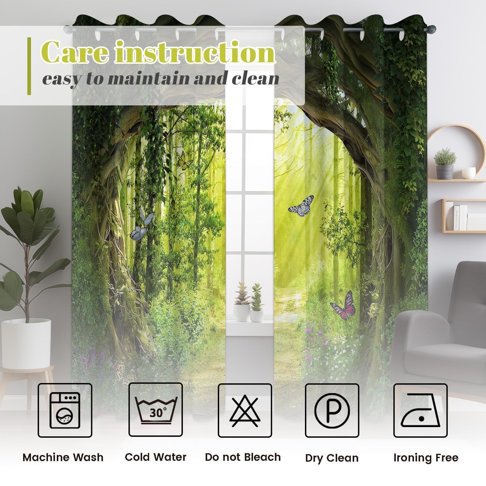 dueeia Enchanted Forest Blackout Curtains, 84 X 52 Inch, 2 Panels