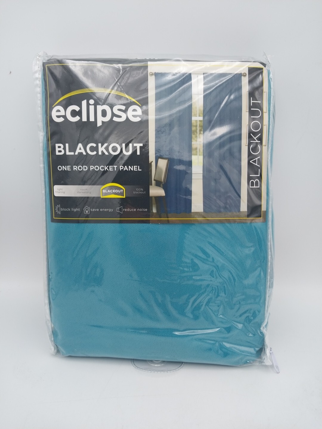 Eclipse Darrell Sky Blue Solid 37 in X 95 in. Blackout Rod Pocket Panel Curtain