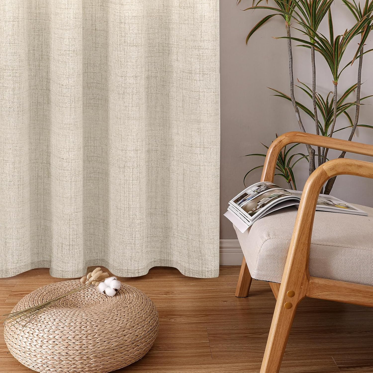 Bgment Linen Curtains 63 Inch Length 2 Panels for Living Room – Semi Sheer Drape