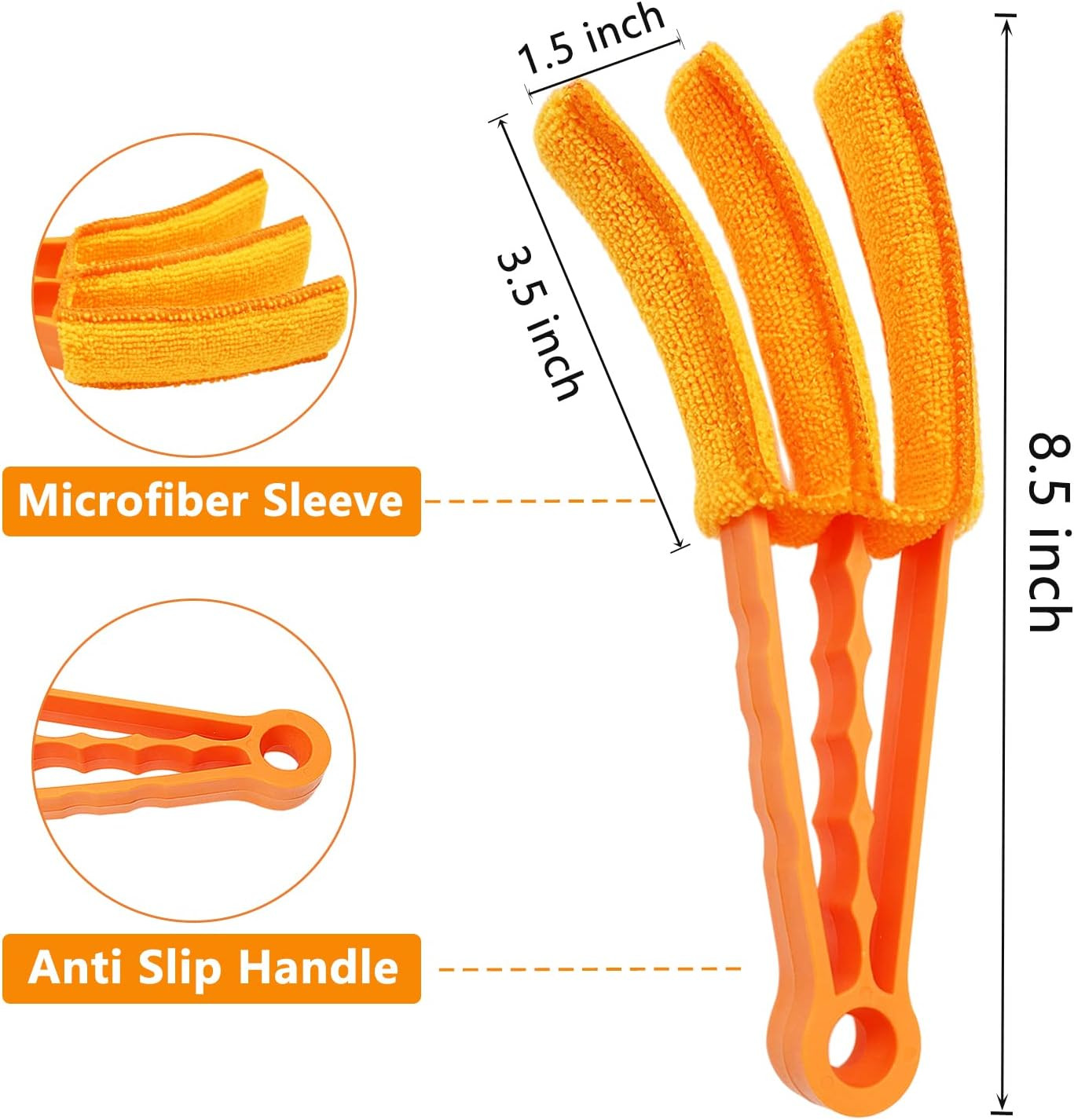 2 Pack 3 Arms Blinds Duster with 10 Colors Microfiber Sleeves Window Cleaner