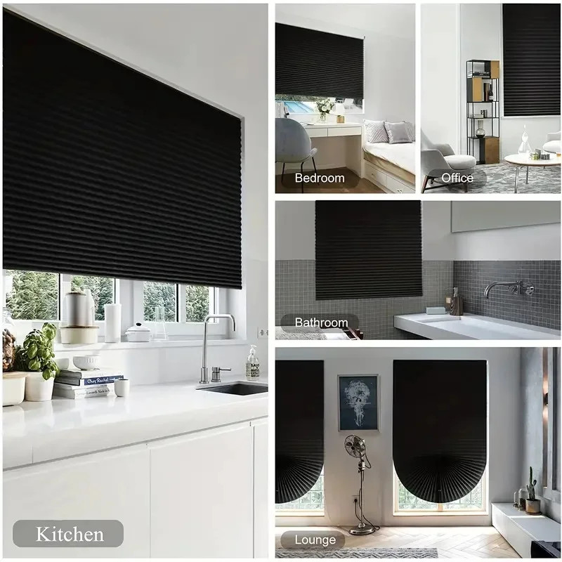 Self-Adhesive Pleated Blind High Shading Non-Woven Window Shade Bathroom Kitchen