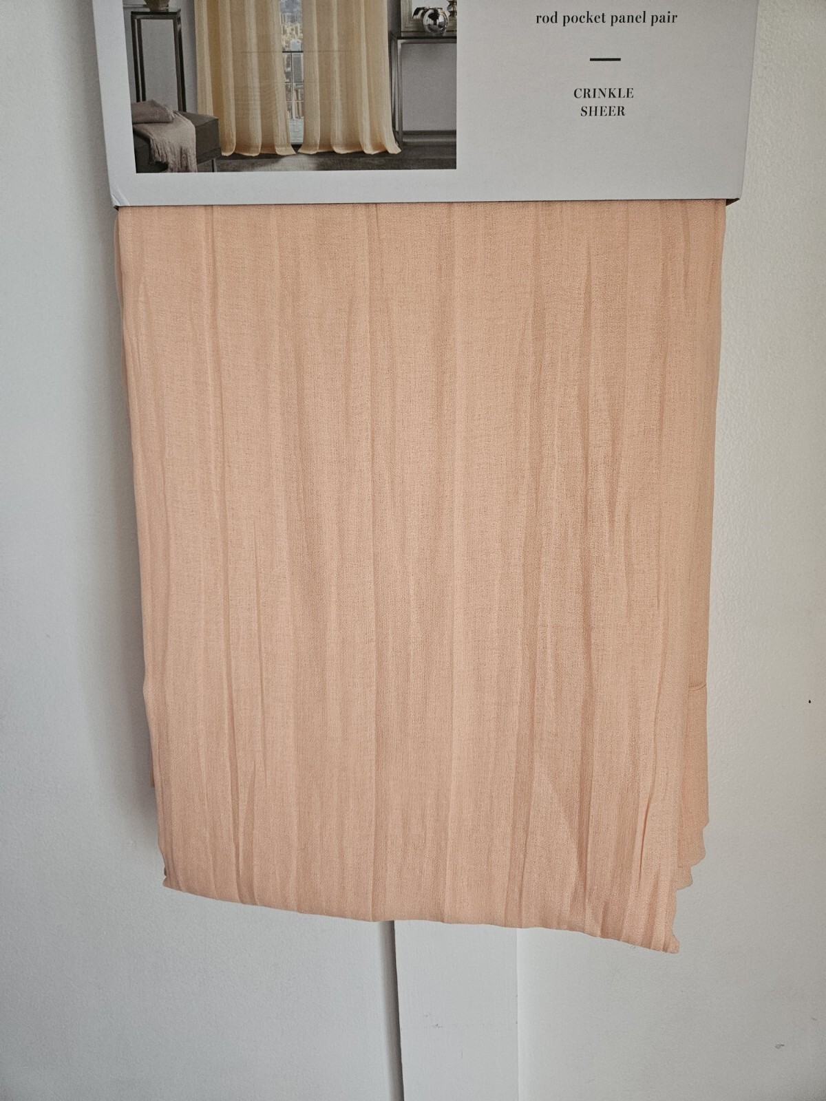 NEW! Martha Stewart PEACH CORAL Solid Crinkle Sheer 2 Curtain Panels 48″ x 95″
