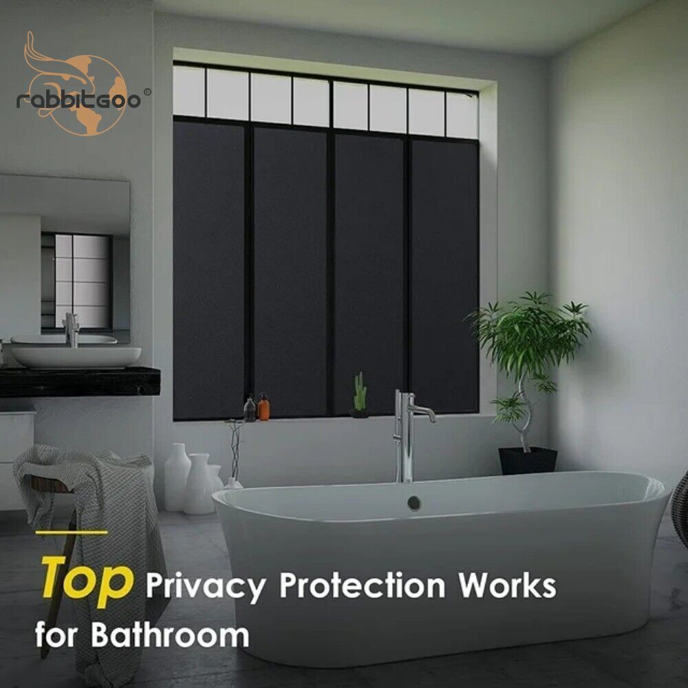 100% Privacy Window Film Blackout Tint Static Cling for Bathroom Glass Sticker