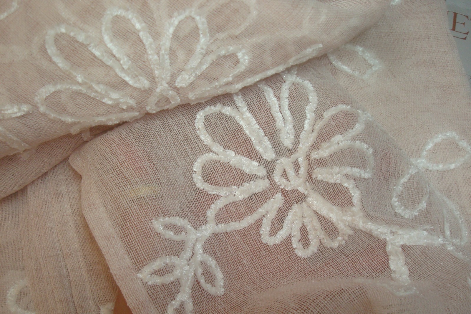Adelet 4 pc Window Panels Curtains Chenille Embroidery Semi Sheer Pink 84″ lg