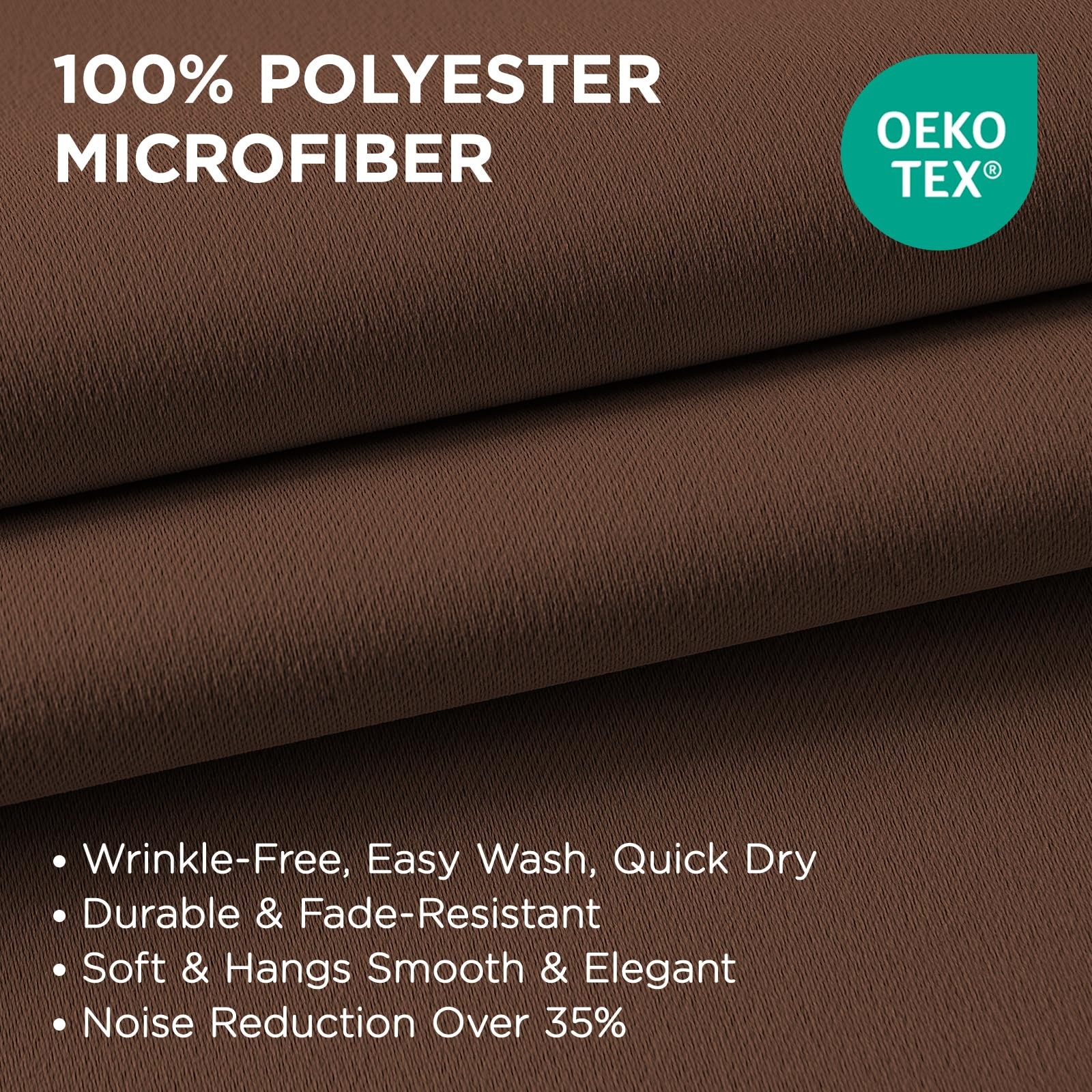 Joydeco Blackout Curtains 2 Panels Set 52″W x 108″L Brown Grommet Thermal