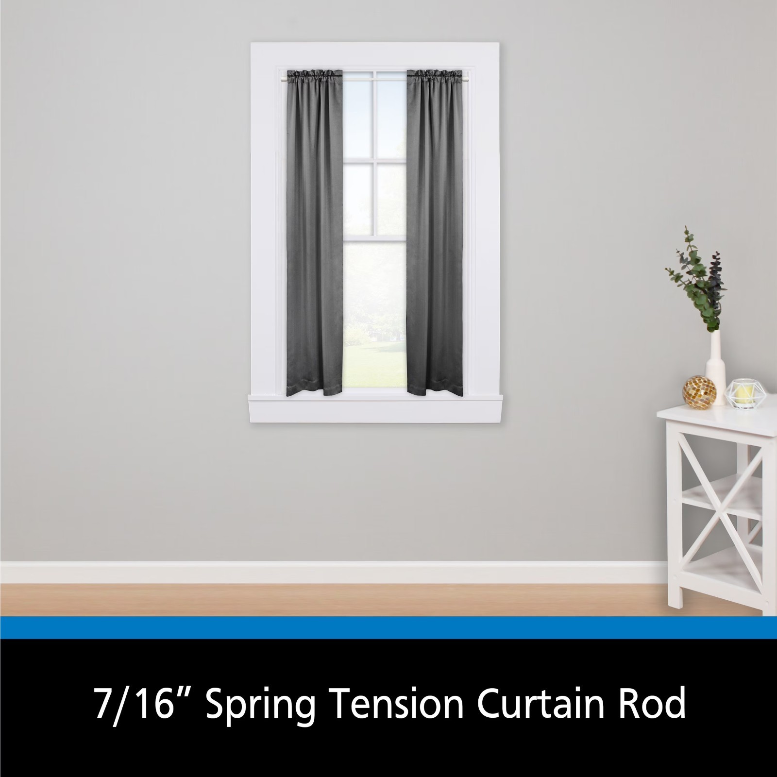 Adjustable Tension Curtain Rod 7/16 Inch 28 to 48 Inches White For Small
