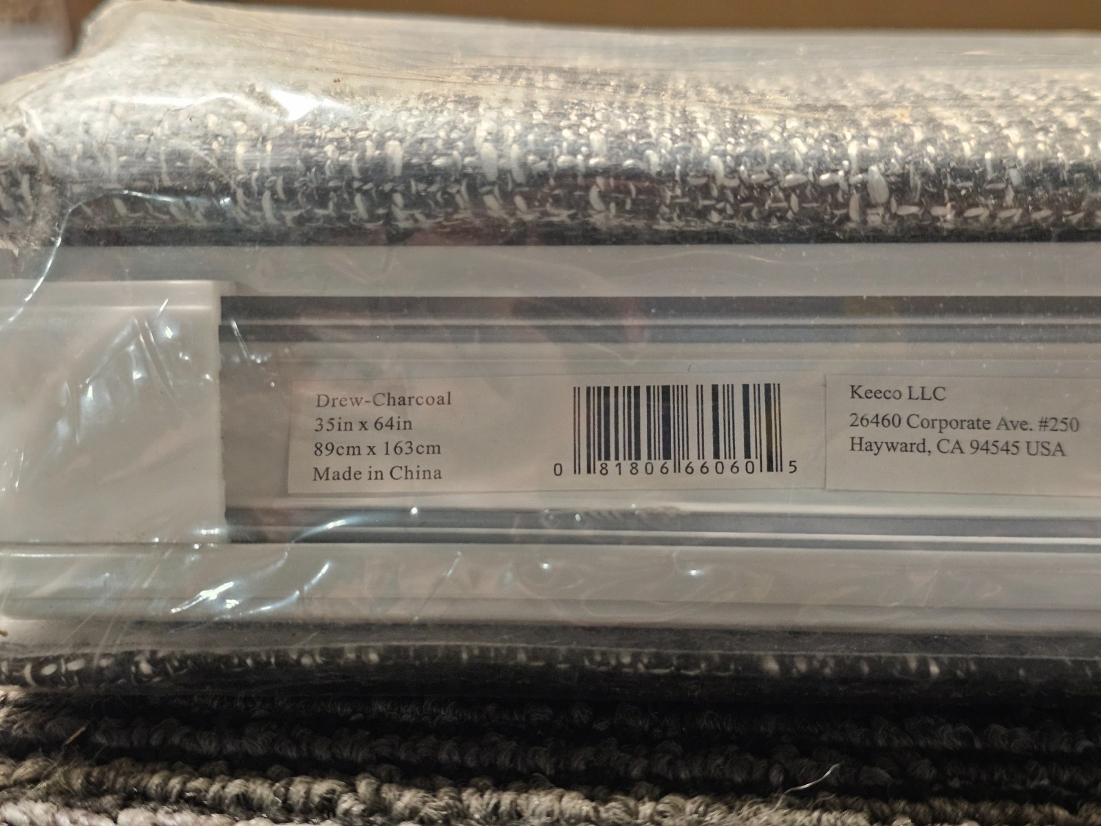 ECLIPSE Drew Blackout Cordless Lined Window Roman Shade 35 in x 64 in, Charcoal