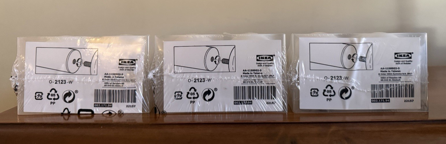 IKEA Vasentlig White Round Set of 2 End Caps Finials X 3 Packs Total of 6 New 2″