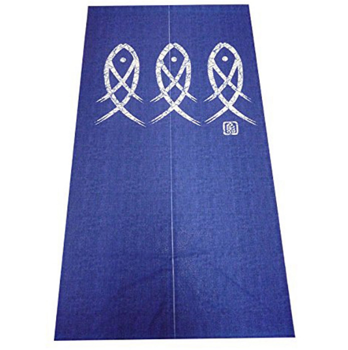 Japanese Noren Doorway Curtain Ancient Character Fish Tapestry Home Decoration